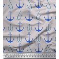 thumbnail image 1 of Soimoi Grey Poly Georgette Fabric Anchor Hook Nautical Print Fabric by Yard 52 Inch Wide, 1 of 3