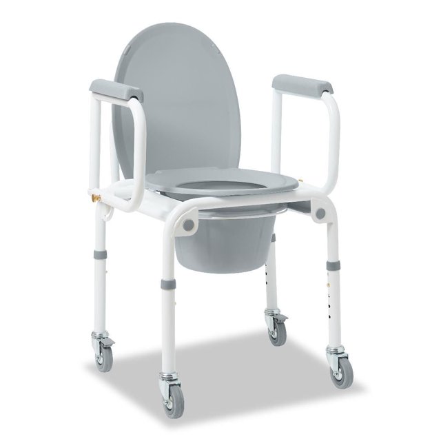 Medline Padded Steel Drop-Arm Commode