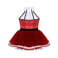 thumbnail image 4 of ranrann Jupe Tutu à Sequins Col Halter pour Filles Robe de Danse Ballet Déguisement Rouge 10, 4 of 5