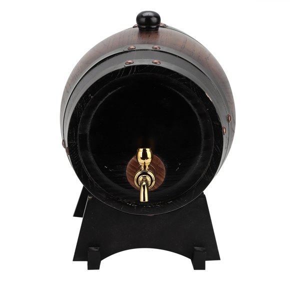 Wine Barrel, Vintage Black Stripe 3L Wine Bucket, Aluminum Foil Liner For Home Hotel With Faucet Wine Storage Supply