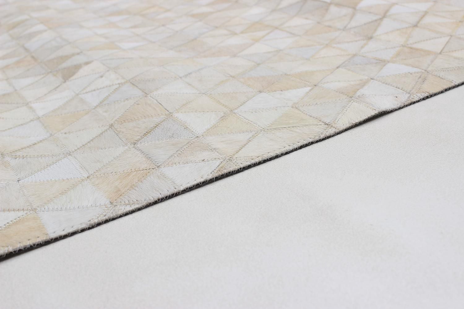 ECARPETGALLERY Tapis Fait à la Main pour Salon, Salle à Manger et Chambre à Coucher Contemporain Collection Patchwork en cuir 5'0" x 8'0" en Ivoire