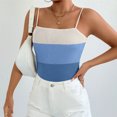 thumbnail image 2 of Yuyuzo Camisole Tops for Women Spaghetti Strap Tank Tops Ribbed Knit Cami Shirts Sleeveless Basic Top Color Block, 2 of 7