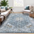 thumbnail image 2 of Garvee 5'x7' Vintage Distressed Area Rugs Living Room Rug, Washable Retro Medallion Rug Non-Slip Stain Resistant Indoor Carpet for Bedroom Home Office, Blue, 2 of 8