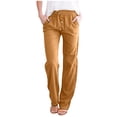 thumbnail image 3 of Birdeem Pantalon Grand Décontracté en Coton Lin Pur à Cordon pour Femmes, 3 of 6