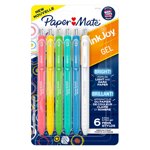 Paper Mate InkJoy Bright Pens, Gel Pens with Paint-like Ink, Medium Point (0.7 mm), Retractable, Assorted Brighter Colours, 6 Count