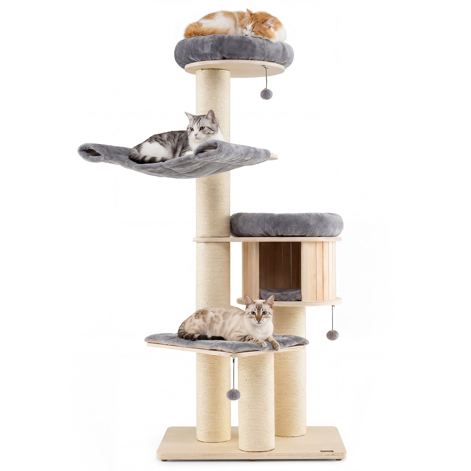 Gymax 68.5'' Cat Tree Condo 4-Layer Wooden Kitten Activity Tower w/ Sisal Posts