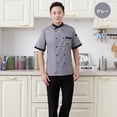 thumbnail image 3 of lionlar Veste de Chef Uniforme à Manches Courtes Manteau de Cuisinier 5 2TG Gris, 3 of 8