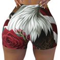 thumbnail image 2 of Wukai Shorts de Cyclisme avec Chapeau et Imprimé Roses pour Femmes Yoga Gym Course Shorts Actifs - Très Grand, 2 of 8