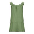 thumbnail image 4 of Jusqu'à 30 % de Rabais, Mode Femme Col Rond, Manches Courtes Unies Décontractées, Ensembles de Shorts de Sortie, Ajustement Confortable, Tenue Polyvalente, Usage Quotidien, Ceinture Élastique, Tissu Extensible Pièce Incontournable, 4 of 8