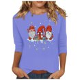 thumbnail image 2 of Meichang Hauts de Noël pour Femmes Manches 3/4 Col Rond Gnomes Graphiques T-Shirts Blouse Décontractée de Vacances en Solde Cadeaux de Noël, 2 of 4