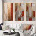 thumbnail image 1 of Designart "Lunar Redemption Abstract in Gold and Red I" Abstract Painting Framed Wall Art Set Of 3 - Gold Modern Frame Gallery Wall Set For Home Decor, 1 of 6