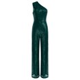 thumbnail image 3 of Xnihocha Combinaison une Pièce Sans Manches pour Femme, Robe de Soirée à une Épaule, Justaucorps à Paillettes, Robe de Soirée Vert Foncé 3TG, 3 of 7