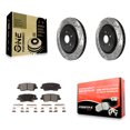 thumbnail image 1 of Transit Auto Rear Coated Drilled Slotted Disc Brake Rotors and Semi-Metallic Pads Kit for Car 2015 Cadillac CTS 6.2L KDF-100692, 1 of 11