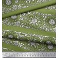 thumbnail image 3 of Soimoi Modal Satin Fabric Leaves & Floral Block Print Fabric by Yard 42 Inch Wide, 3 of 3
