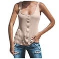 thumbnail image 1 of Timegard Plus Size Tank Tops for Women Round Neck Button Sleeveless Tops Casual Solid Color Knit Tee, 1 of 5