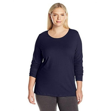 Just My Size Womens Plus Size Long Sleeve Tee Hanes Navy 2X