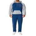 thumbnail image 1 of Men‘s Fitness Sports Pants Set Contrast Color Patchwork Drawstring Hooded Large Pocket Sweater + High Stretch Pants, 1 of 9