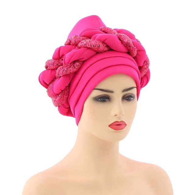 Fashion Women Beading Braid Hat Muslim Ruffle Cancer Beanie Wrap Cap Sleep Caps Satin Lined Hair Bonnets