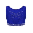 thumbnail image 2 of Hansber Enfants Filles Scintillant Sans Manches Danse Court Débardeurs Hip-Hop Rue Chandail Performance Tenue de Danse Bleu 14, 2 of 5
