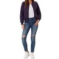 thumbnail image 2 of INSPIRE CHIC Women's Stand Collar Zip Up Raglan Sleeves Bomber Quilted Jacket XS Dark Purple, 2 of 6