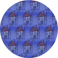 thumbnail image 1 of Ahgly Tapis Rond Lavable en Machine Intérieur Transitionnel Bleu Ardoise Clair, 3 Pieds Rond, 1 of 7