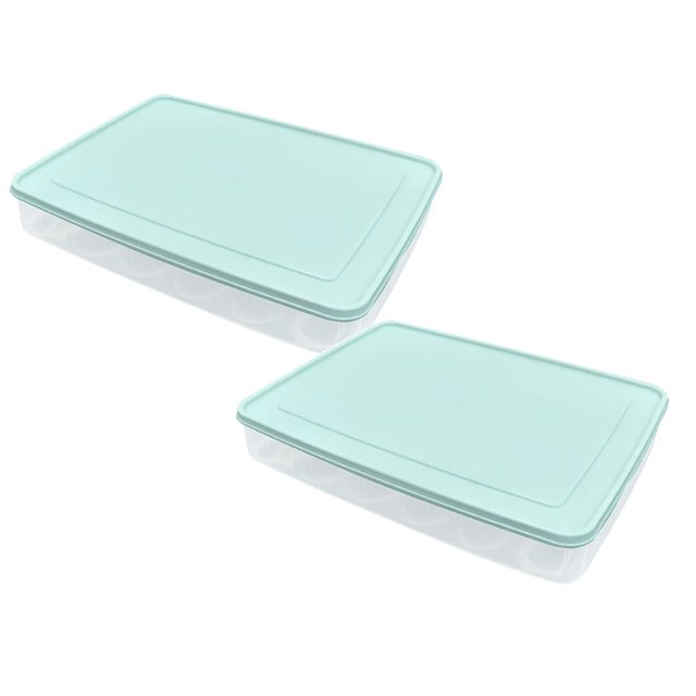 Oleegame 2PC Produce Storage Portable Plastic Container Rack Foldable Refrigerator Fresh-keeping Storage Box Blue