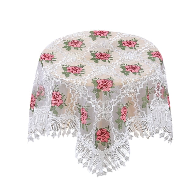 Nappe Nappe Ménagère Table Basse Nappe Housse de Climatiseur Serviette Petite Table Ronde Gaze Broderie Dentelle