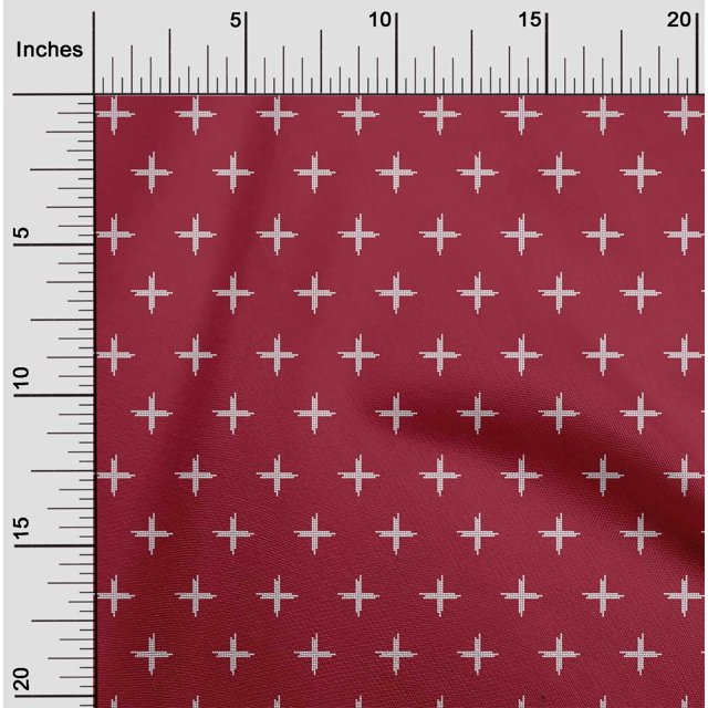 oneOone Tissu Popeline de Coton Imprimé Kasuri Signe Plus 1 Yard 42 Pouces de Large