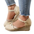 thumbnail image 3 of Kcodviy Women Buckle Sandals Platform Big Buckle Sandals Women Wedge Sandals Versatile Braided Sandals for Women Dressy Summer Buckle Breathable Wedge Sandals, 3 of 8