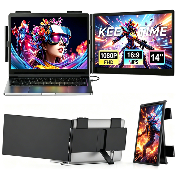 Laptop Screen Extender 14" Portable Dual Monitor FHD IPS USB-C HDMI Monitorfor 14-16",Plug and Play Travel Monitor for Mac/Wins/PC/Phone/Switch/PS5