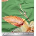 thumbnail image 1 of Soimoi Tissu Vert Moss Georgette Imprimé Feuilles & Pêche Floral pour Couture BTY 42 Pouces de Large, 1 of 3