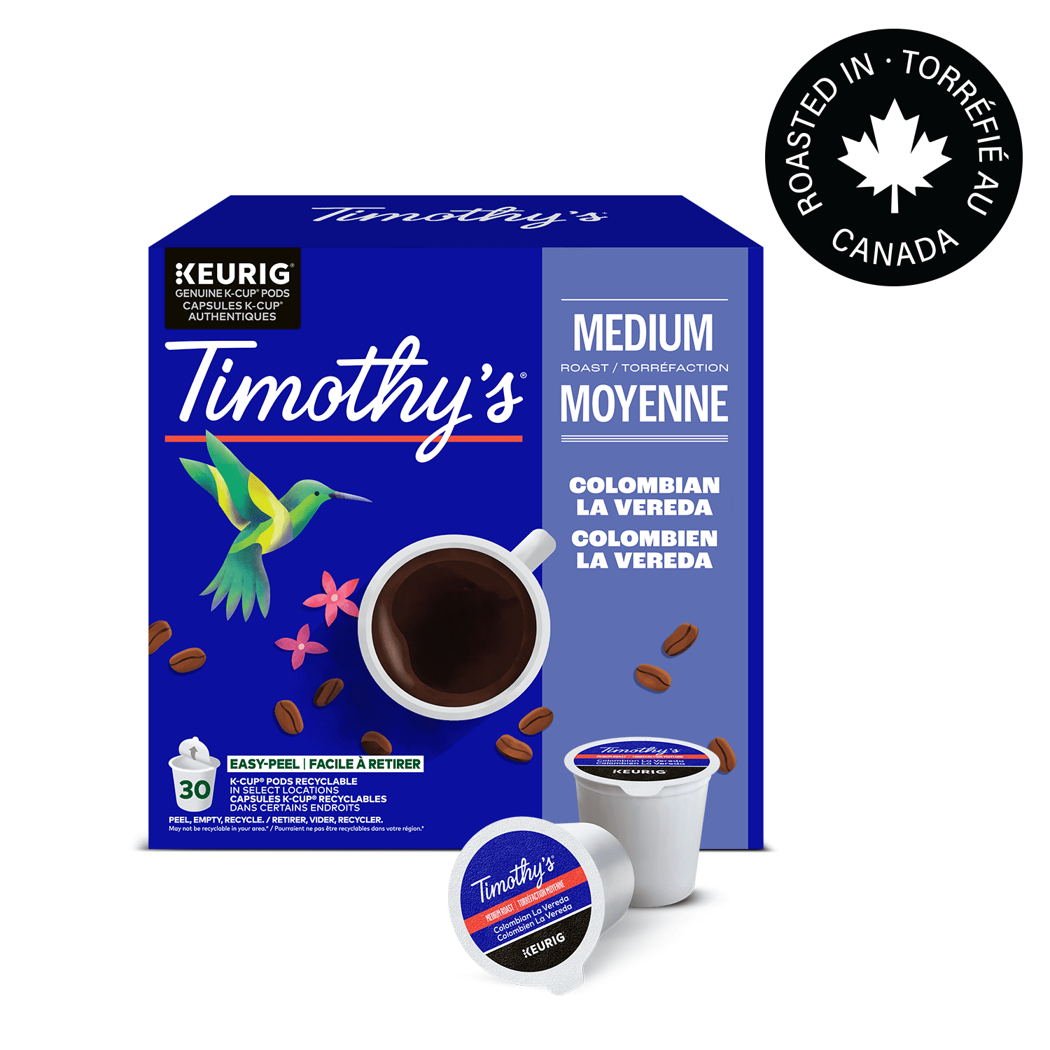 Timothy's Colombian La Vereda, Medium Roast, K-Cup Coffee Pods