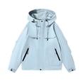 thumbnail image 1 of WRKEKC Men's Heavy-Duty Waterproof Workwear Raincoat Hooded Jacket with Multiple Utility Pockets for All-Weather Outdoor Construction and High-Visibility Work Commute Light Blue XL, 1 of 7