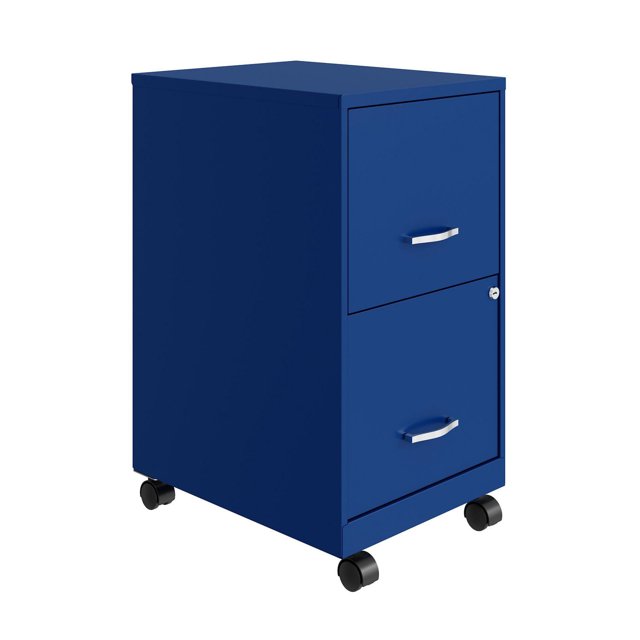 18" 2 Drawer Mobile Smart Vertical File Cabinet, Classic Blue
