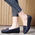 thumbnail image 4 of LOVZFMLL Mocassins Penny pour Femmes Classiques Slip On Chaussures Plates pour Travail de Bureau Décontracté Confortables à Bout Rond Ballerines Habillées Bleu Foncé 7,5, 4 of 7