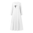 thumbnail image 4 of Pisexur Robe d'Automne pour Femme 2023 Robe en Coton et Lin à Manches Longues, Ligne A et Évasée, Maxi Longue, 4 of 5