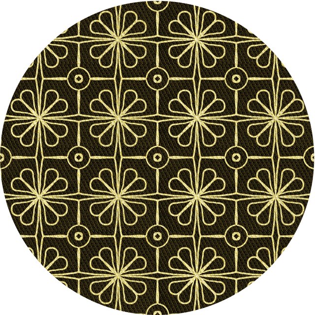 Ahgly Company Machine Washable Indoor Round Transitional Night Black Area Rugs, 4' Round