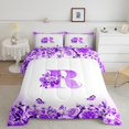 thumbnail image 2 of Erosebridal Ensembles de Literie Initiale Florale Double avec Couette, Insert de Couette Fleur Papillon, Déco de Chambre Ado, Réversible, 3 Pcs, 2 of 8