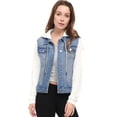 thumbnail image 3 of INSPIRE CHIC Veste en Denim à Capuche à Cordon Superposée pour Femmes avec Poches, 3 of 5