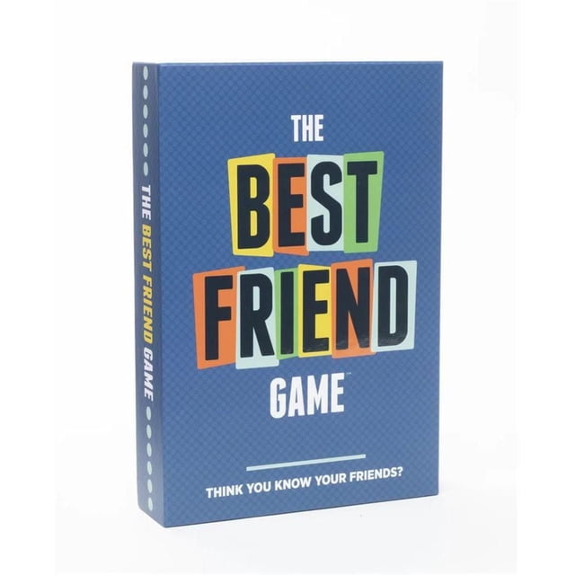 Le Meilleur Ami GAME - Boîte de GAME de Fête en Anglais avec un Arrière-Plan Texturé Bleu et des Lettres en Blocs Colorés Épelant « Meilleur Ami » à l'Avant, Contenant 250 Questions-Questionnaires et des Panneaux de Réponses Effaçables à Sec pour Que les Amis Comparent les Réponses, Idéal pour les Soirées Classiques de GAME et les Rassemblements Sociaux.