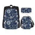 thumbnail image 1 of Kdxio Sailing Cruises Nautical Print School Study Combo Set Backpack with Lunch Bag Pencil Case Oxford Lightweight Durable Travel Organization Kit, 1 of 7