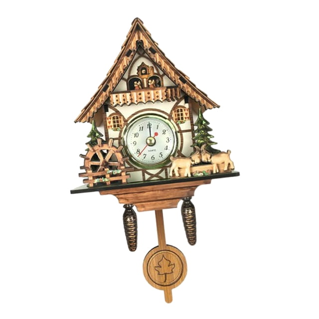 jifeng Objets de Collection Décoratifs Horloge en Bois à Piles Déco Maison E E