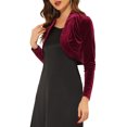 thumbnail image 4 of INSPIRE CHIC Boléro Court en Velours à Manches Longues Ouvert sur le devant pour Femme TP Bourgogne, 4 of 7