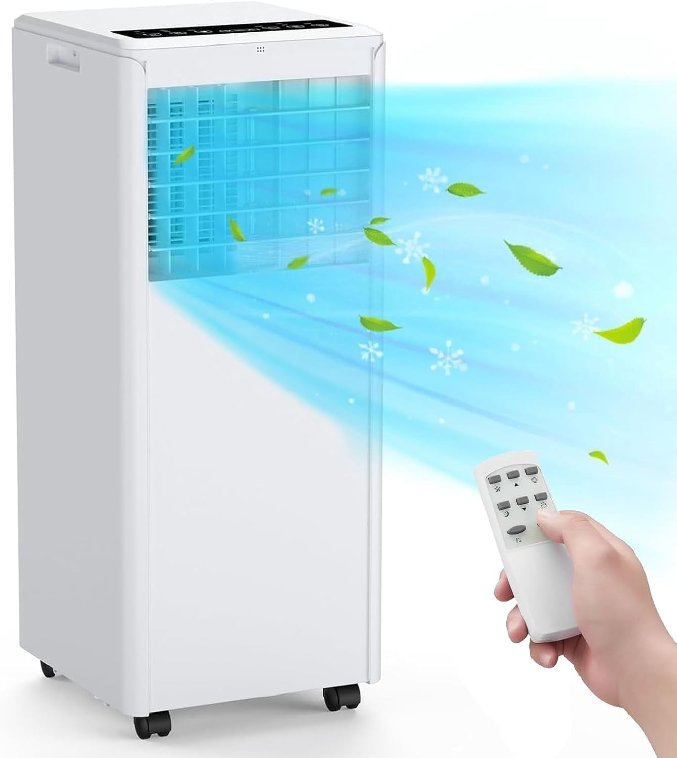 Portable Air Conditioner 8000 BTUs, Portable AC, Air Conditioner Fan & Dehumidifier Mode, AC for Room with Sleep Mode, 2 Wind Speeds and LED Display, Cool Rooms up to 250 Sq.Ft, Black Cover