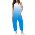 thumbnail image 1 of Sleeveless Casual Jumpsuit for Girls, Soft Polyester-Spandex Blend, Pockets, Long Pants, Gradient Design,西瓜 Red, Size 160, 1 of 6