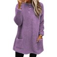 thumbnail image 1 of LUXUR Women Fuzzy Fleece T Shirt Loose Work Tops Purple 3XL, 1 of 2