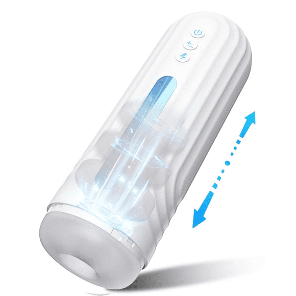 XBONP Mens Vibrating Stroker Sex Toys Automatic Male Masturbator Cup with 7 Powerful Thrusting Modes White