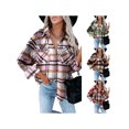 thumbnail image 5 of Women's Oversized Plaid Button Down Shirt Shacket Jacket Long Sleeve Casual Fall Outwear with Pockets, 5 of 5