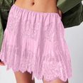 thumbnail image 1 of Miqool Womens Lace Mini Skirt Low Rise Pleated Ruffle Half Slip Skirt Layered Flowy Short Skirt Streetwear, 1 of 7