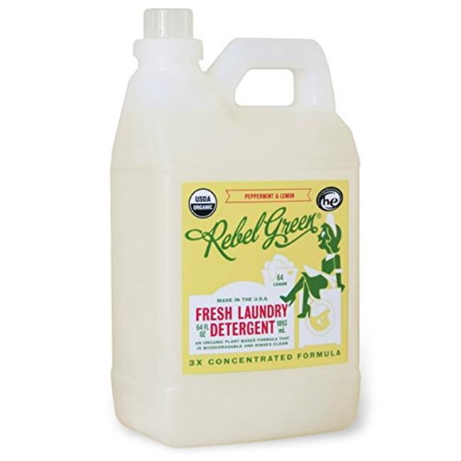 Rebel Green 1969658 64 fl oz Organic Peppermint & Lemon Laundry Detergent - Case of 4